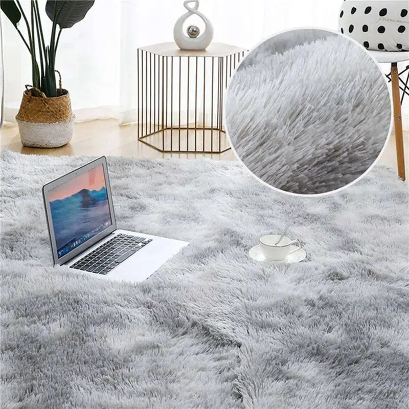 SEWS-2X Tie-Dye Gradient Color Carpet Bedroom Living Room Coffee Table Mat Long Hair Washed Floor Mat
