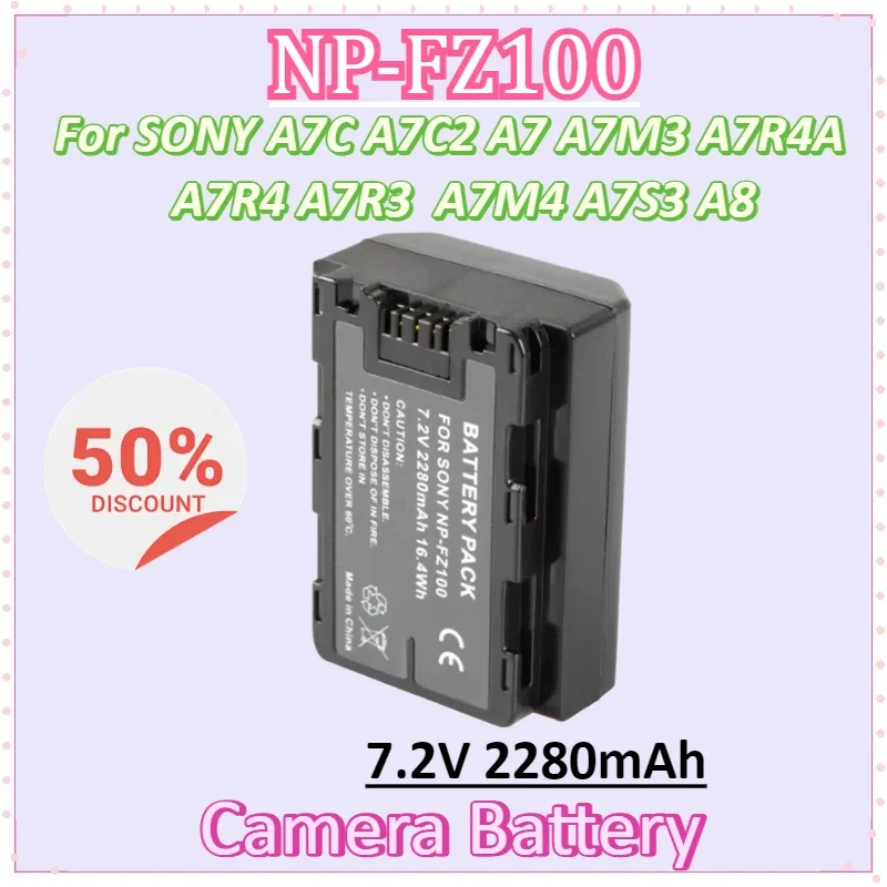

Camera Battery NP-FZ100 7.2V 2280mAh for SONY A7C A7C2 A7 A7M3 A7R4A A7R4 A7R3 A7M4 A7S3 A8 48 4837 FX30 A7C A7C2 A9 A9M3 A7R5
