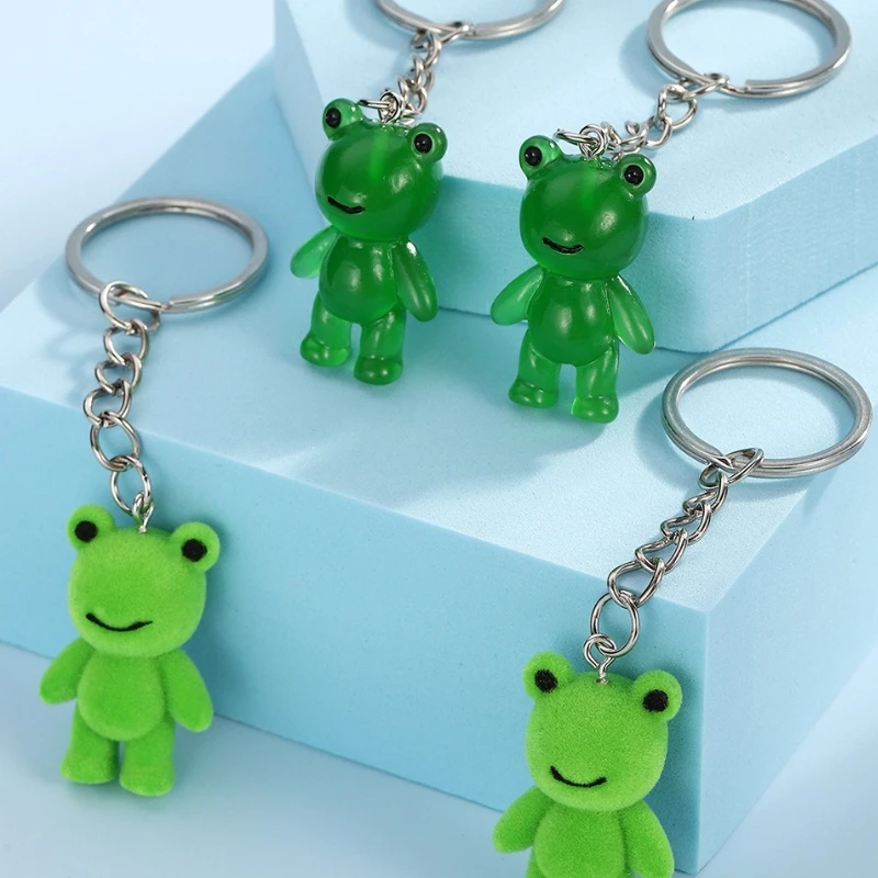 

12 pcs Plush Frog Keychains Stuffed Animal Cute Flocked Frog Doll Keychains Charm Pendants