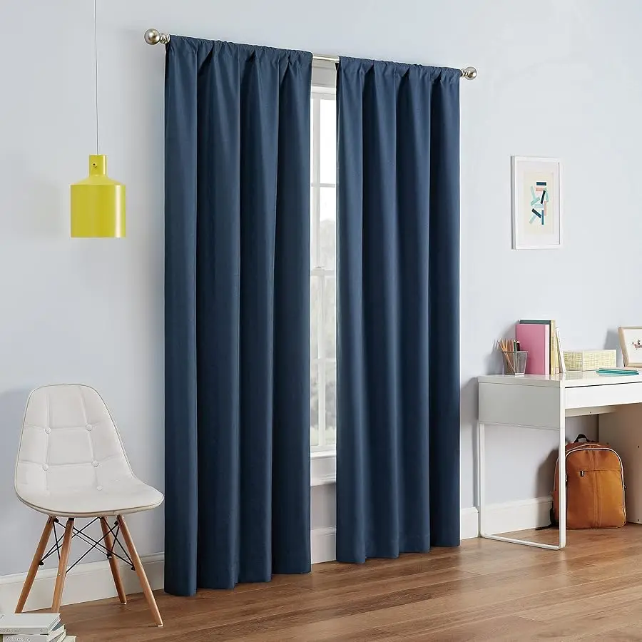 

Kendall Modern Blackout Thermal Rod Pocket Window Curtain for Bedroom or Li ing Room (1 Panel), 42 X 84, Denim