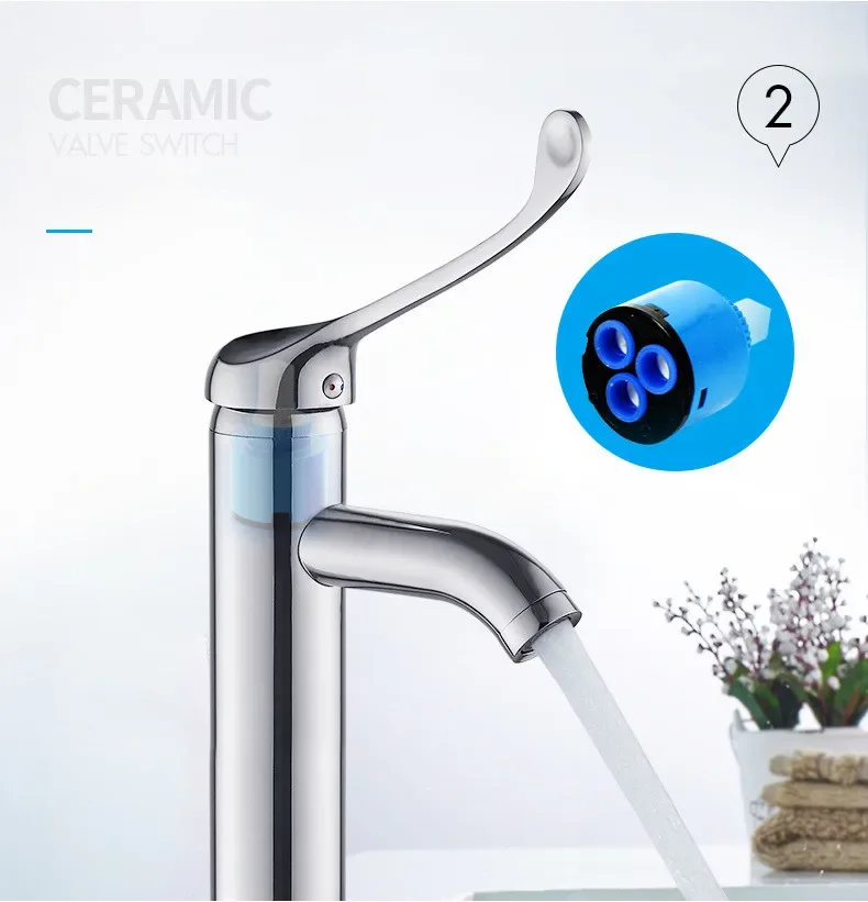 Public Basin Faucet Chrome brass single lever Super long basin faucet hospital use tap school use mixer decked