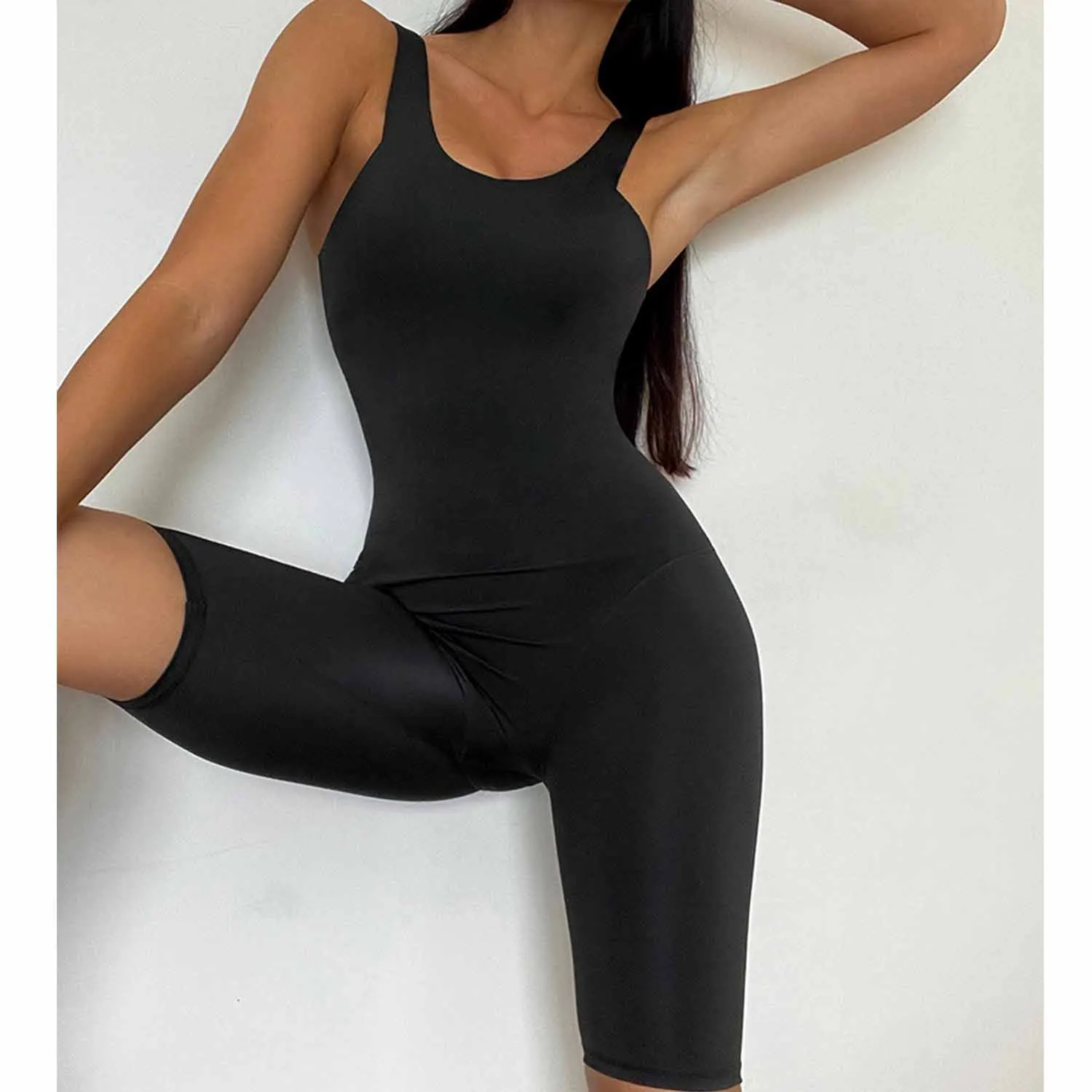 Women Yoga Backless Jumpsuit  Gym Bodycon Sexy Sportswear Workout Catsuit Sleeveless Beauty Back Bodysuit Workout Set