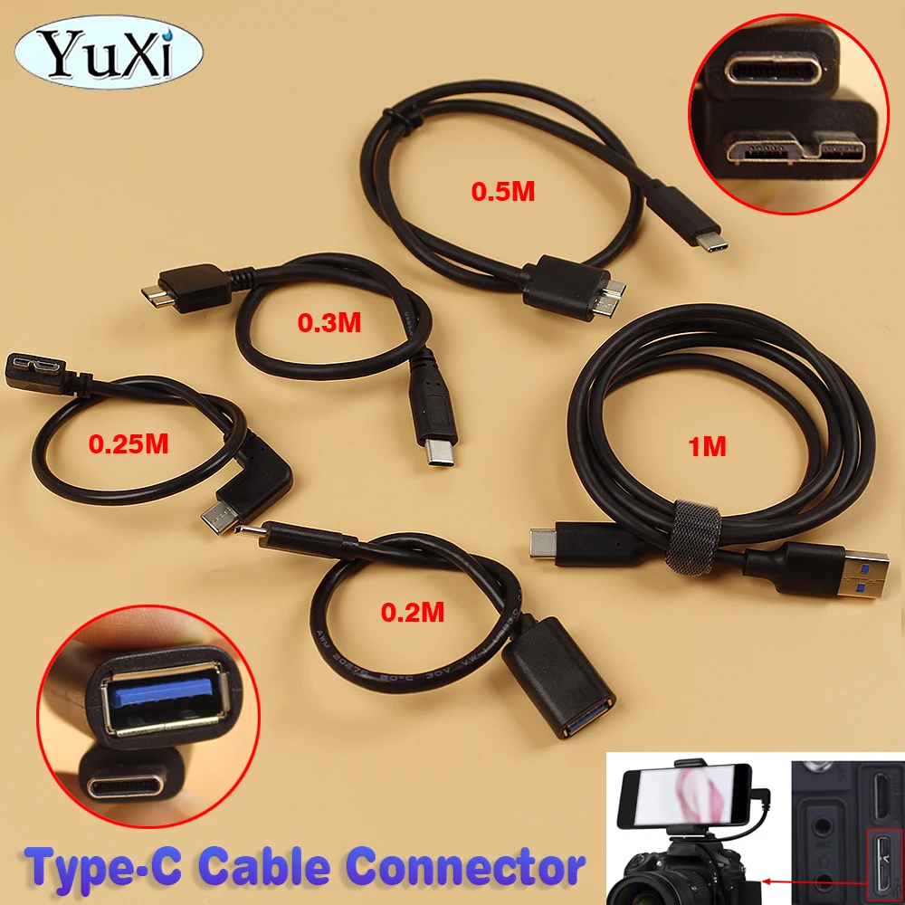 

1 piece Type-C to USB 3.0 Micro B Cable Connector OTG Data Cable Transfer Files Sync Data For Phone Camera MP4 Mobile Hard Drive