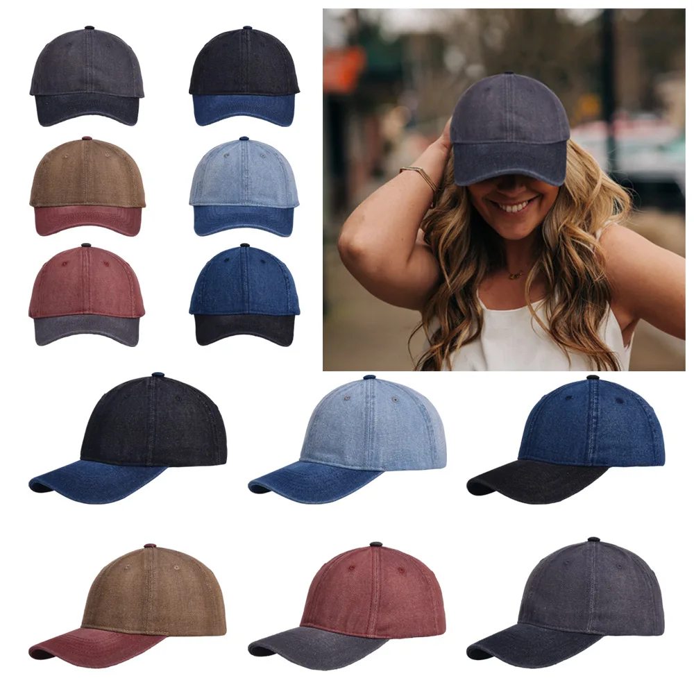 Vintage Cotton Baseball Cap Unisex Washed Denim Solid Color Trucker Hat Men Woman Outdoor Sport Dad Hats Snapback Sun Visor