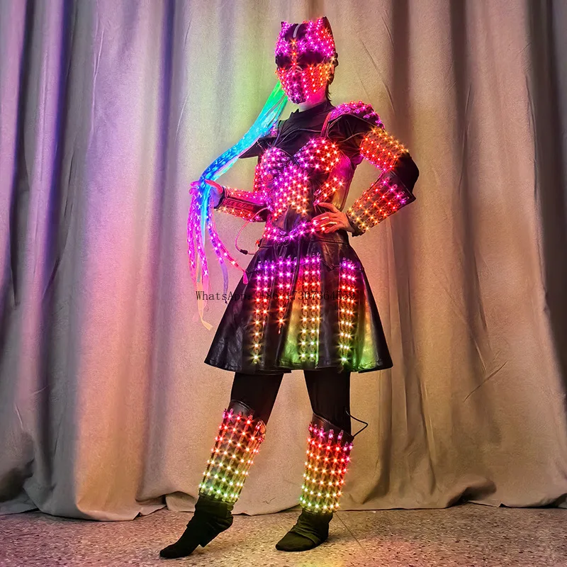 

Iron Blood Helmet Symphony Glowing Armor LED Alien KTV Bar Halloween Show Costume Show Armor Set