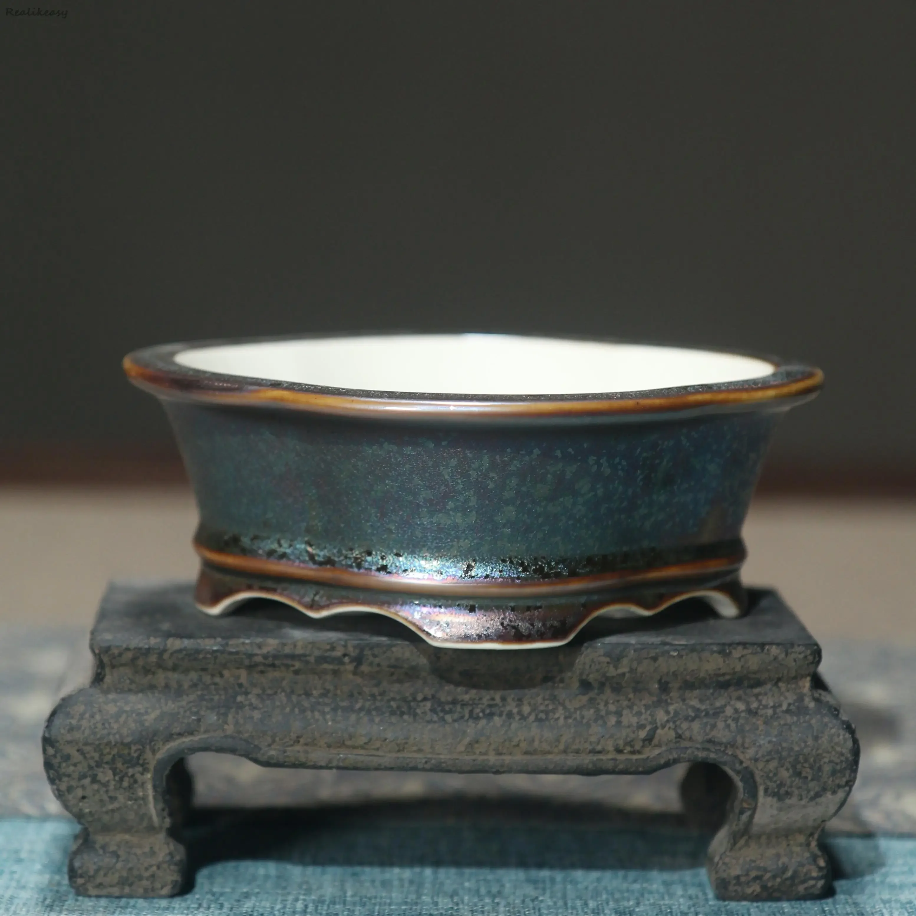 Creative Purple Sand Flower Pot Glazed Ceramic Bonsai Small Flower Pot Japanese Succulent Flower Home Decoration LE659