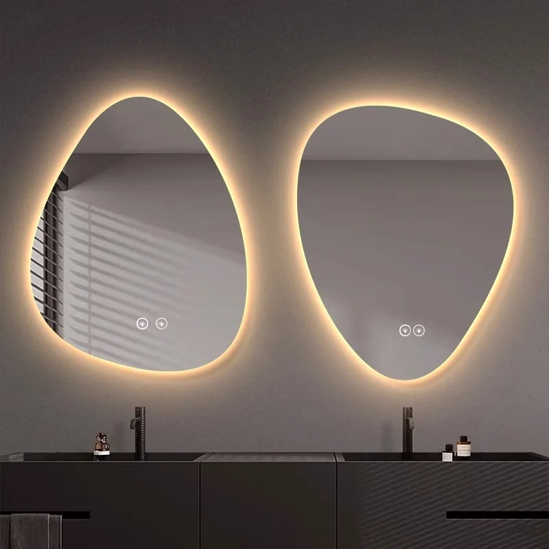 

Smart bathroom mirror Water drop type toilet cosmetic mirror Hotel with lamp bathroom led touch screen cosmetic