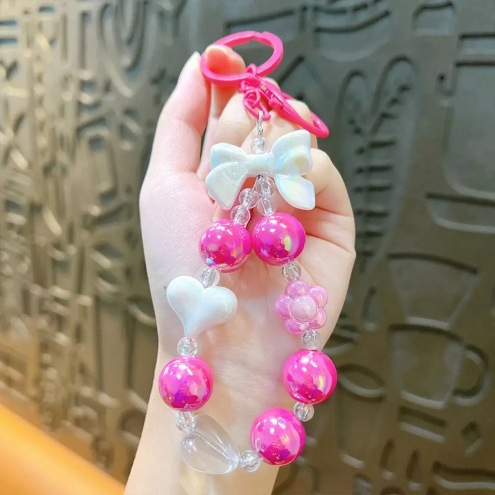 Gifts Acrylic Mobile Phone Strap Candy Color Bag accessories Car Keychain Anti-lost Heart Bag Pendant