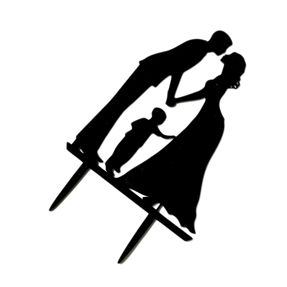 

Wedding s Romantic Acrylic Bride Groom Son Wedding Cake Toppers With Son for Anniversary Cake Decoration Vintage Bridal Toppers