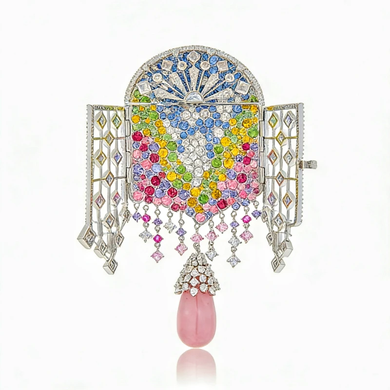 

BELLUX Luxury woman brooches Gothic Cathedral Glass Window Art Jewelry Brooch Women's brooch broche femme christmas brooch