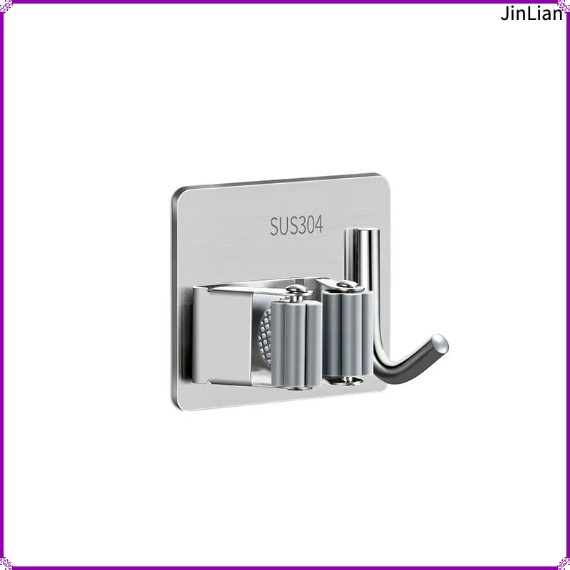 No Drill Wall Mount Mop Holder 304 Stainless Steel Mop Broom Clip Punch-Free Bathroom Kitchen Cleaning Tool Storage Rack 2 Pack - view 6