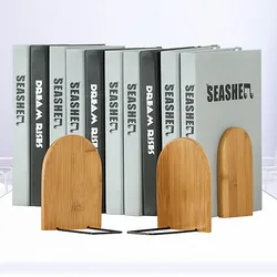 2 Stück Natur Bambus Desktop Organizer Buchstützen Buchstützen Ständer Halter Regal Bücherregal