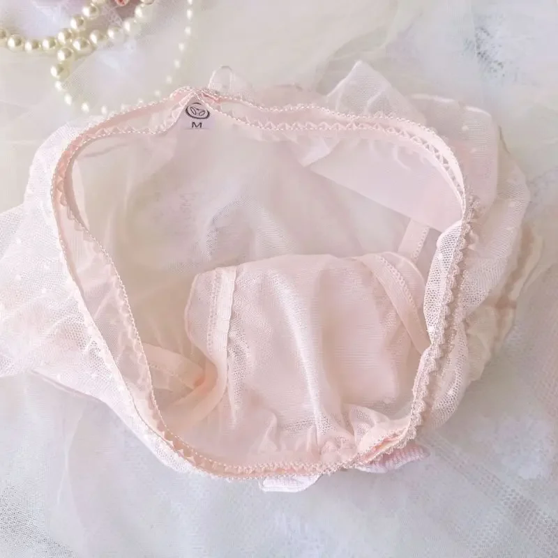 المرأة مثير شبكة الدانتيل الكشكشة نقطة ملابس داخلية شفافة مرونة عالية تنفس سلس لطيف جميل سويتي الأميرة سراويل #5