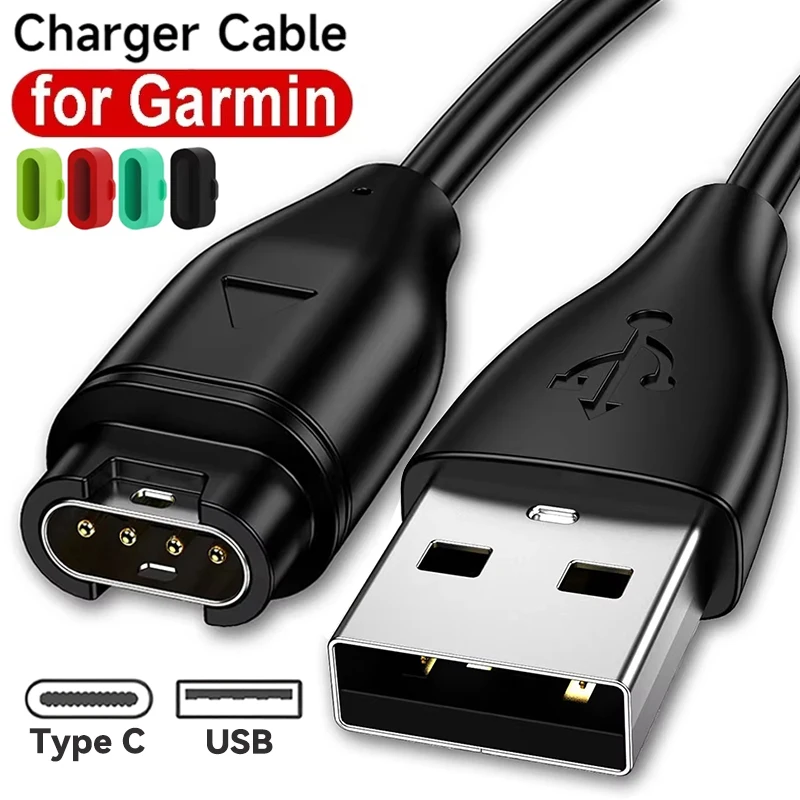 USB Type C Charger Cable Universal for Garmin Fenix 8 7 5X 6S Pro Fast Charging Cord with Dust Plug for Garmin Watch Accessories