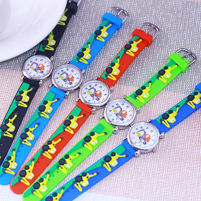 chaoyada children boys girls little kids fashion cool excavator silicone strap quartz watches students cartoon waterproof watch