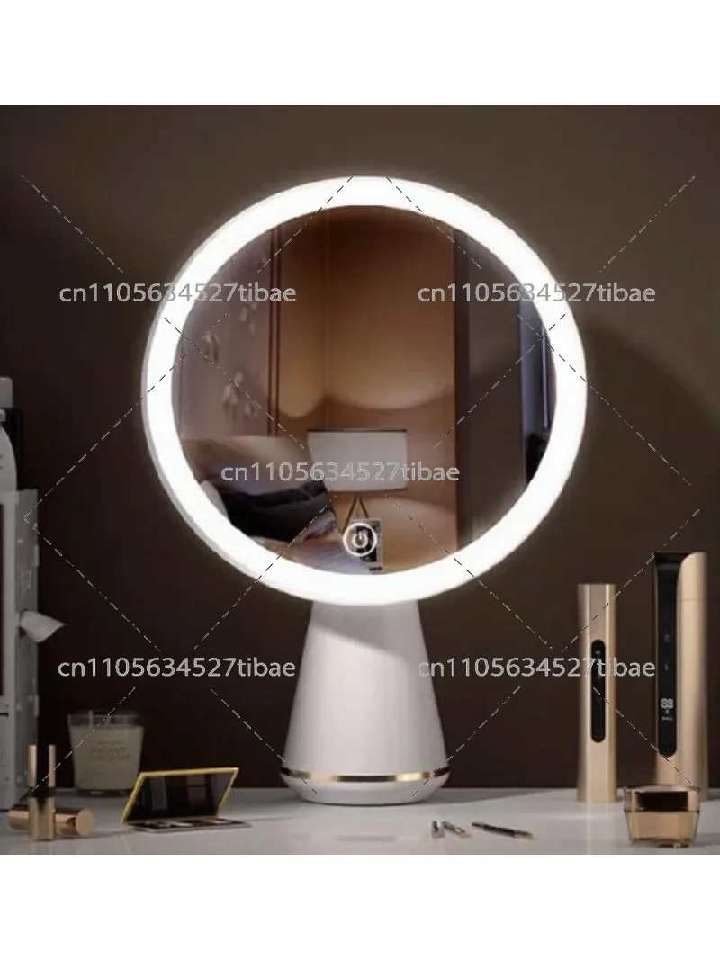 Smart LED Vanity Mirror with 3-Color Lighting, USB-C Rechargeable Tabletop Makeup Mirror with Touch Control