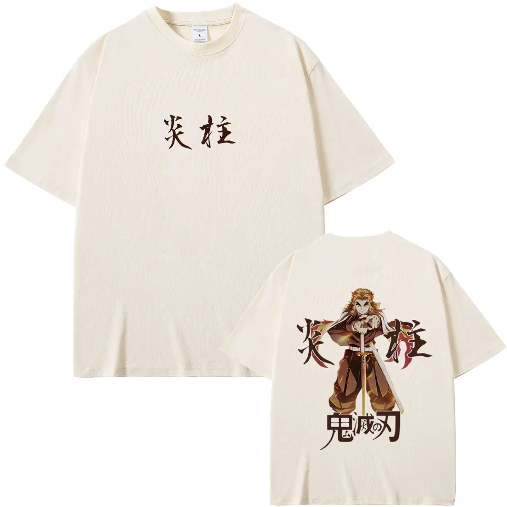 

Anime Demon Slayer Rengoku Kyoujurou T-shirt Summer Men Women Fashion Cartoon Trend T Shirts Unisex Casual Pure Cotton Tshirt