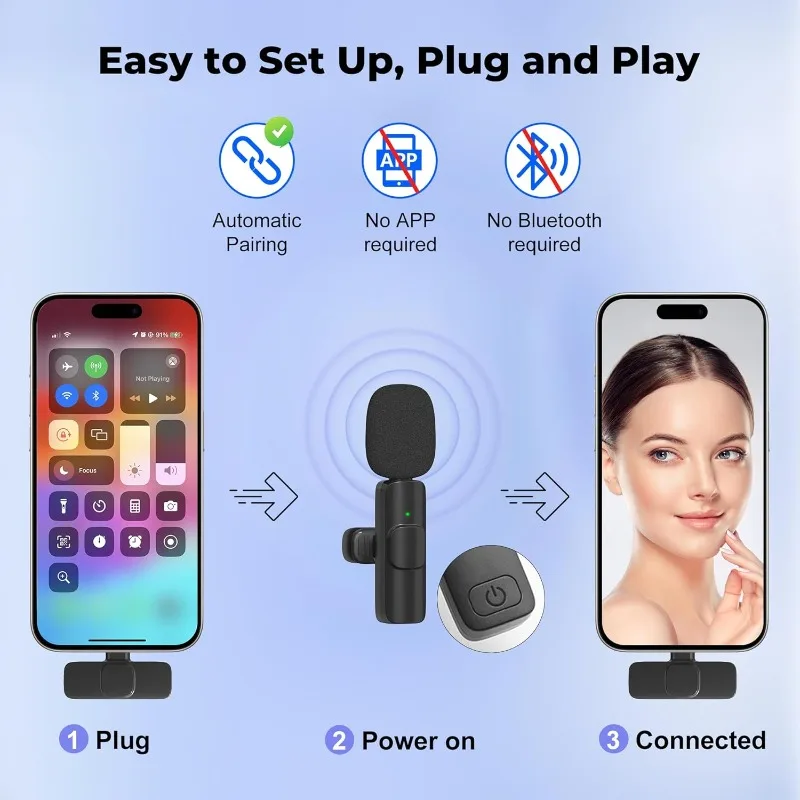Wireless Lavalier Microphone Mini Lapel Mic for Type-C Smartphones Vlogging Facebook Videos Audio Recording image 4