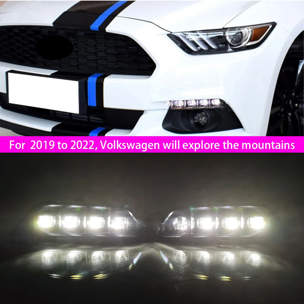 

For Ford20 15-2017 Mustang modified front bumper lens fog light dedicated LED daytime running light flow turn signal