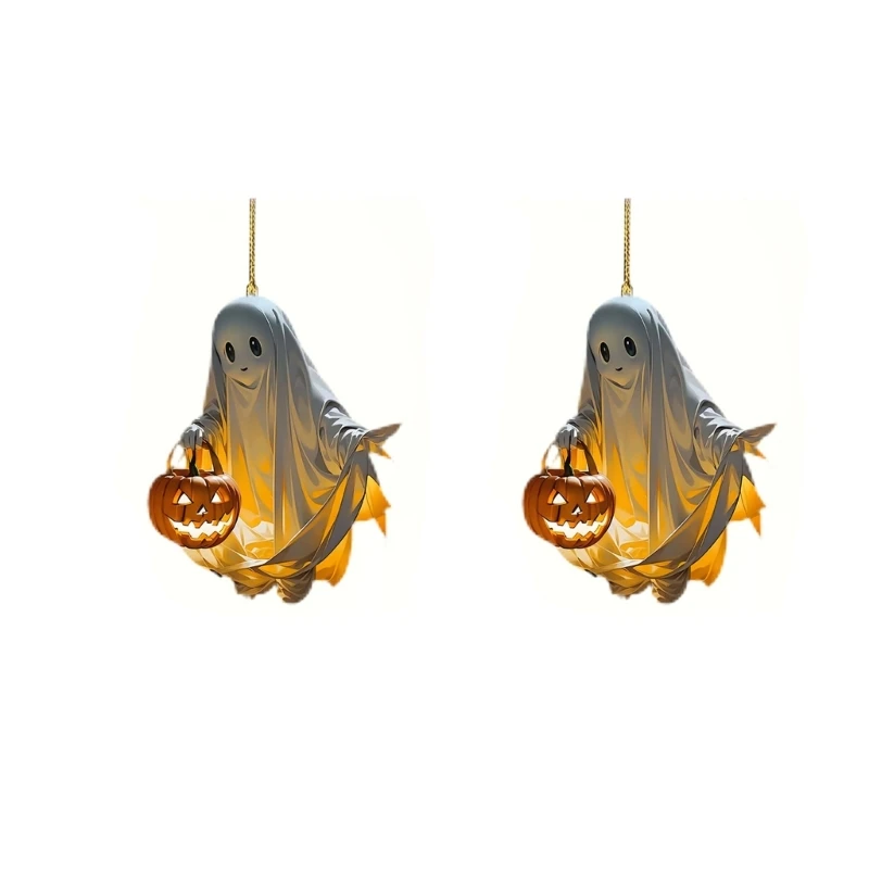 Ghostly Pumpkin Acrylic Ornament Christmas Tree Decoration for Festive Parties J0MC