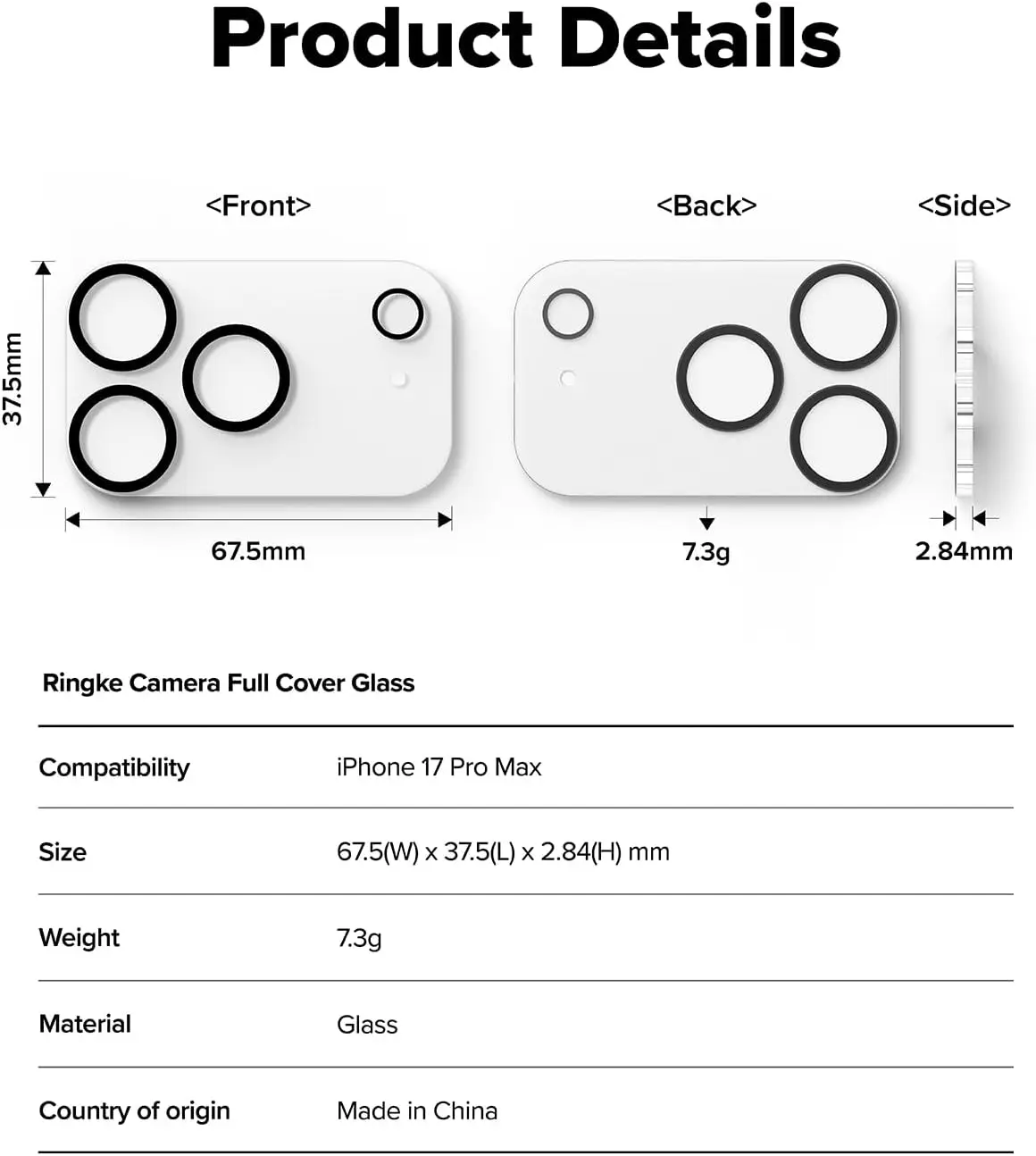 زجاج الكاميرا لهاتف آيفون 17 برو ماكس 17 برو واقي عدسة الكاميرا الهوائية [حماية متعددة الطبقات] غطاء زجاجي مقسى صديق للبيئة