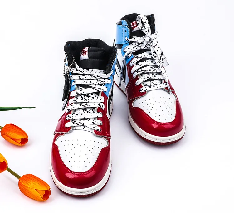 Schuhbänder für Sneaker, flach, mit Goldprägung, Tintenfleck-Druck, bunte Schuhbänder mit Tintenfleck-Motiv, handbemalte Basketball-Schuhbänder für AF1. – Detail 20