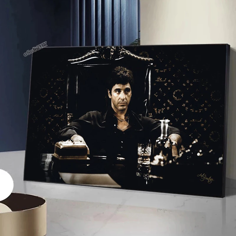 

Movie Scarface Portrait Luxury Art Canvas Painting Prints Poster Cool Character Wall Art Picture for Modern Living Room Decor