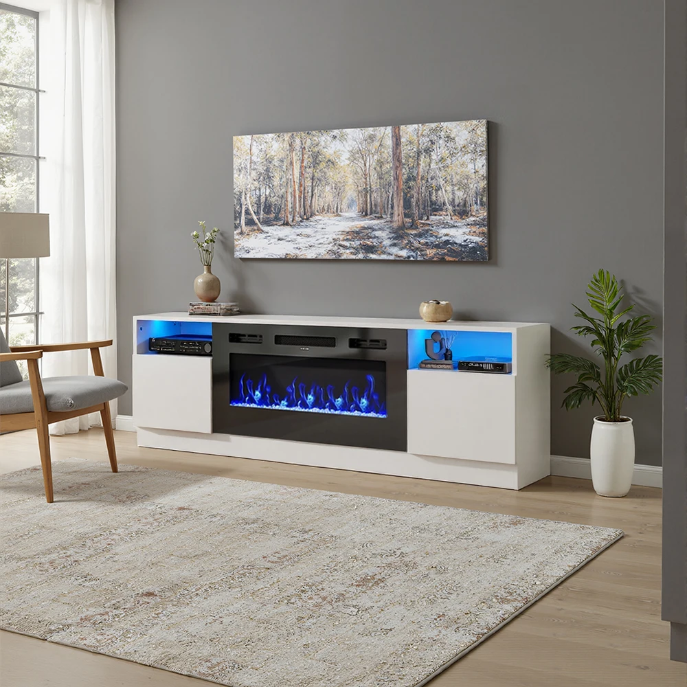 【Breeins】Recessed Electric Fireplace TV Stand with Closed Storage Home Decoration With Remote Modern