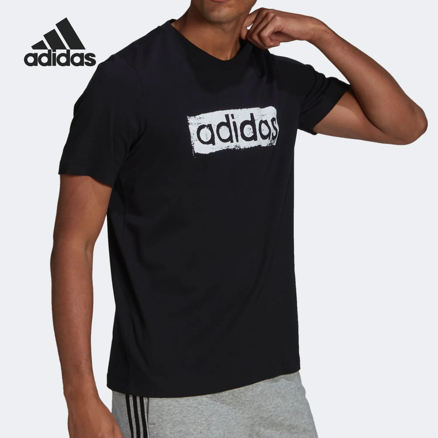 Adidas genuine new men's sports and leisure breathable round neck short sleeved T-shirt GL3034