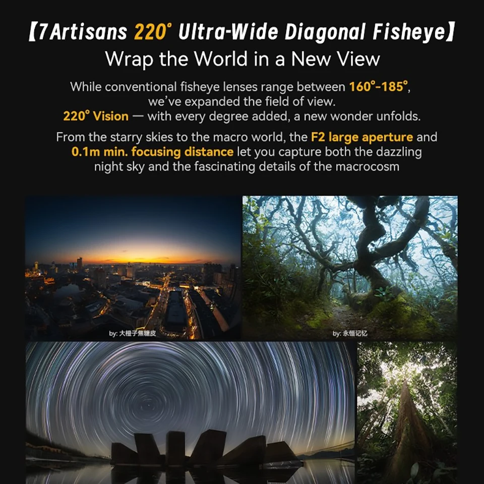 7artisans 6mm F2.0 APS-C Fisheye Lens Ultra Wide Large Aperture Manual Focus Prime Camera Lens compatible with Sony A7S Canon R6
