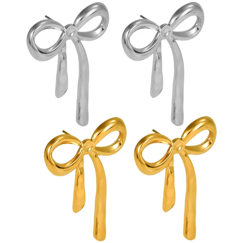

1/2pair/Lot Stainless Steel Women's Bowknot Earrings Jewelry Accessories Non Fading Multifunctional Perforated Earrings Gifts