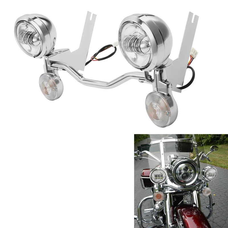 

Passing Turn Signal Lamp Driving Fog Spot Light Bracket For Harley Touring Road King Electra Glide FLHR 1994-2013