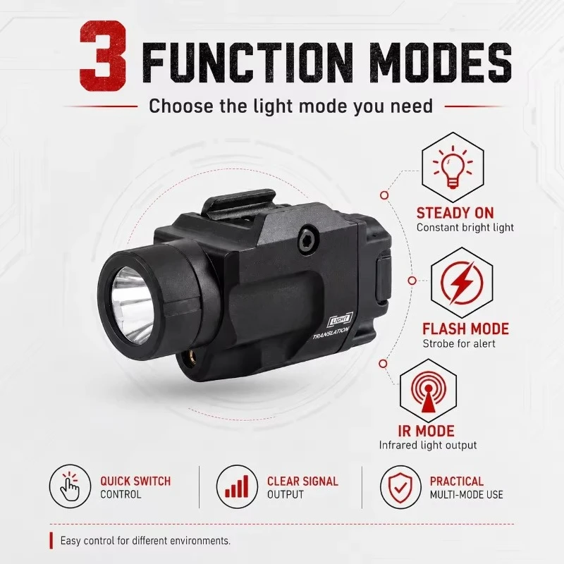 20mm Quick Clamp Light Module Metal 800LM Red Green Laser Under‑barrel Hobby Model Part