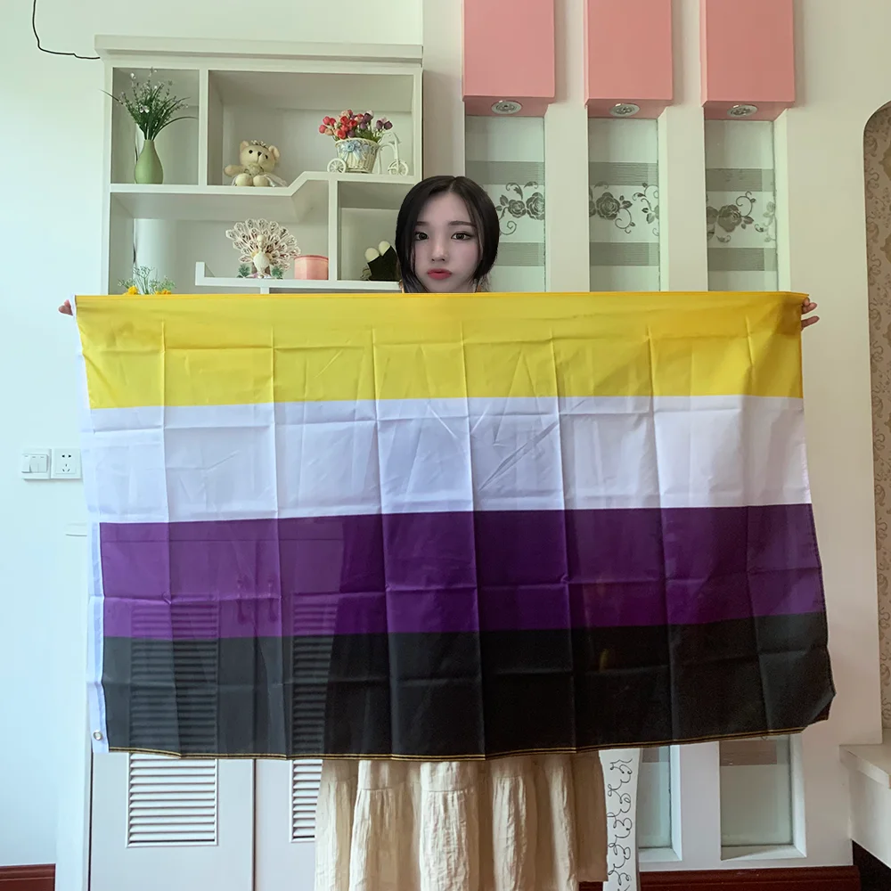 90x150cm NB Pride Genderqueer GQ Gender Identity NONBINARY Non-Binary flag double side printed polyester hanging for decoration