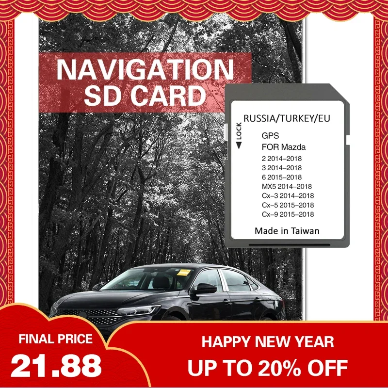 

New 2024 Version Maps EU Navigation SD Card for Mazda 2 3 6 CX3 CX5 CX9 MX5 Car Sat Navi 16GB GPS Update Maps Data