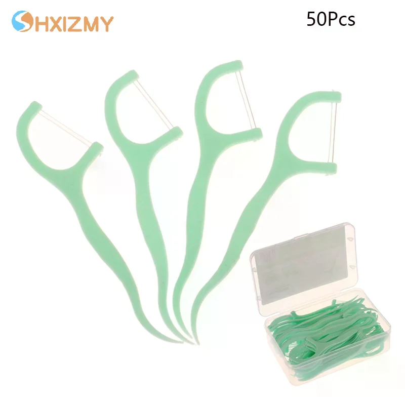 Portable Oral Cleaning Toothpick Floss Pick Disposable Bow Design Double Line Dental Floss Mint Carry-on Adult Teeth Oral Care