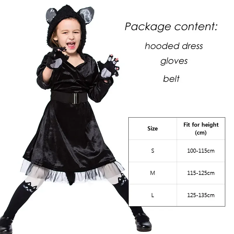 Cutie Purple Black Cat Kitten Kitty Costumes for Girls Child Fancy Halloween Carnival Party capodanno Dress Up