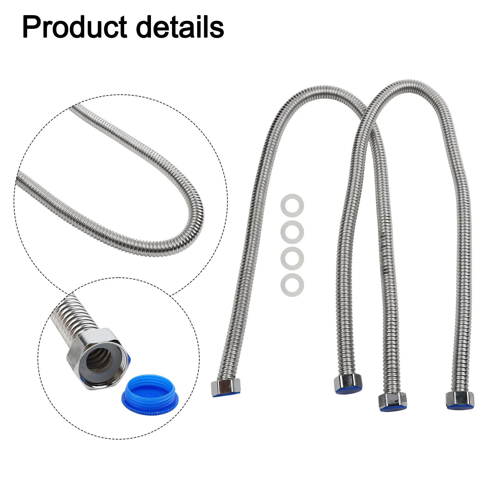 

Reliable 34 Inch Stainless Steel Water Heat Connector Hose Two Flexible Hoses for High Temperature Resistance in Plumbing