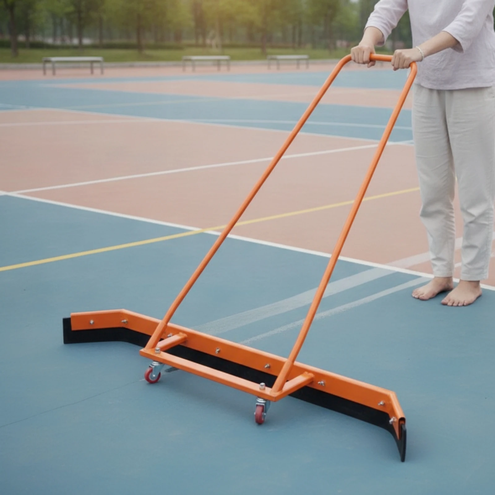 Water Scraper with Wheels Industrial Rolling Floor Squeegee Floor Squeegee Large Rust-Resistant for Court Cleaners