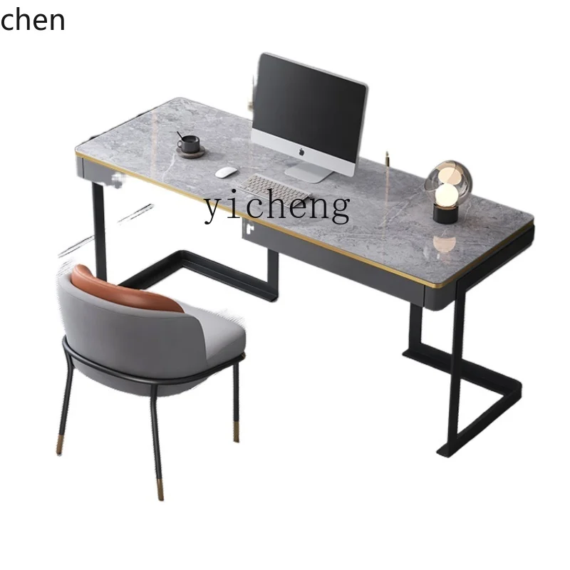 YFY  Stone Plate Desk Light Luxury and Simplicity Modern Household Small Apartment Computer Desk  Style