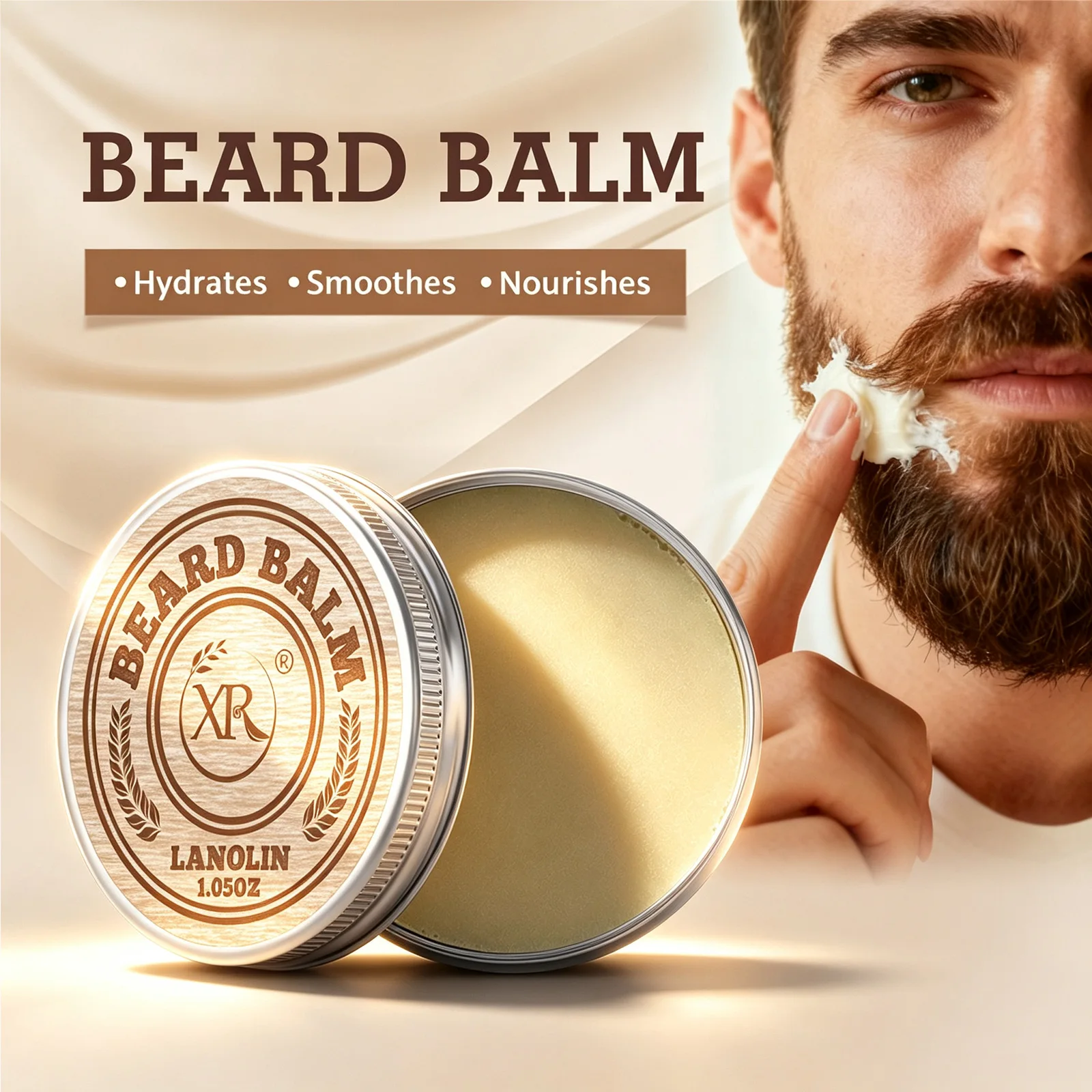 Men's Beard Balm 1 pc, Non-Greasy, Creates Smooth Beard Texture, Skin-Friendly, Long Lasting Hold