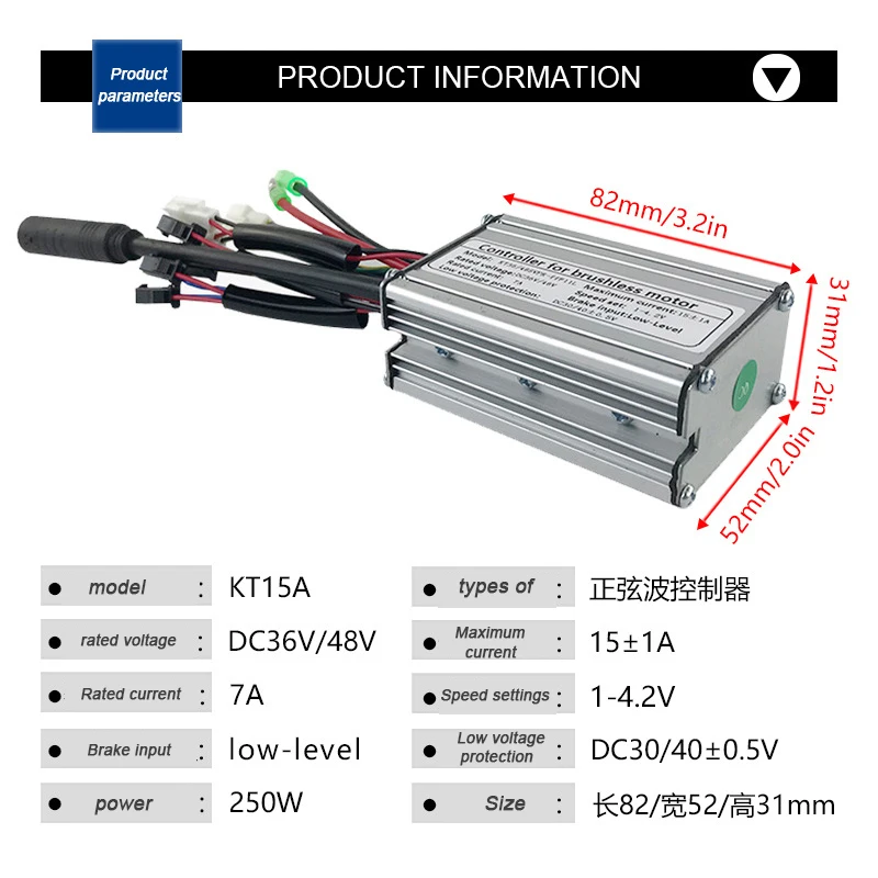 Original E-Bike Controller KT-15A Sine Wave Waterproof Elektrische Fahrrad Mountain Scooter  Sinus Motor