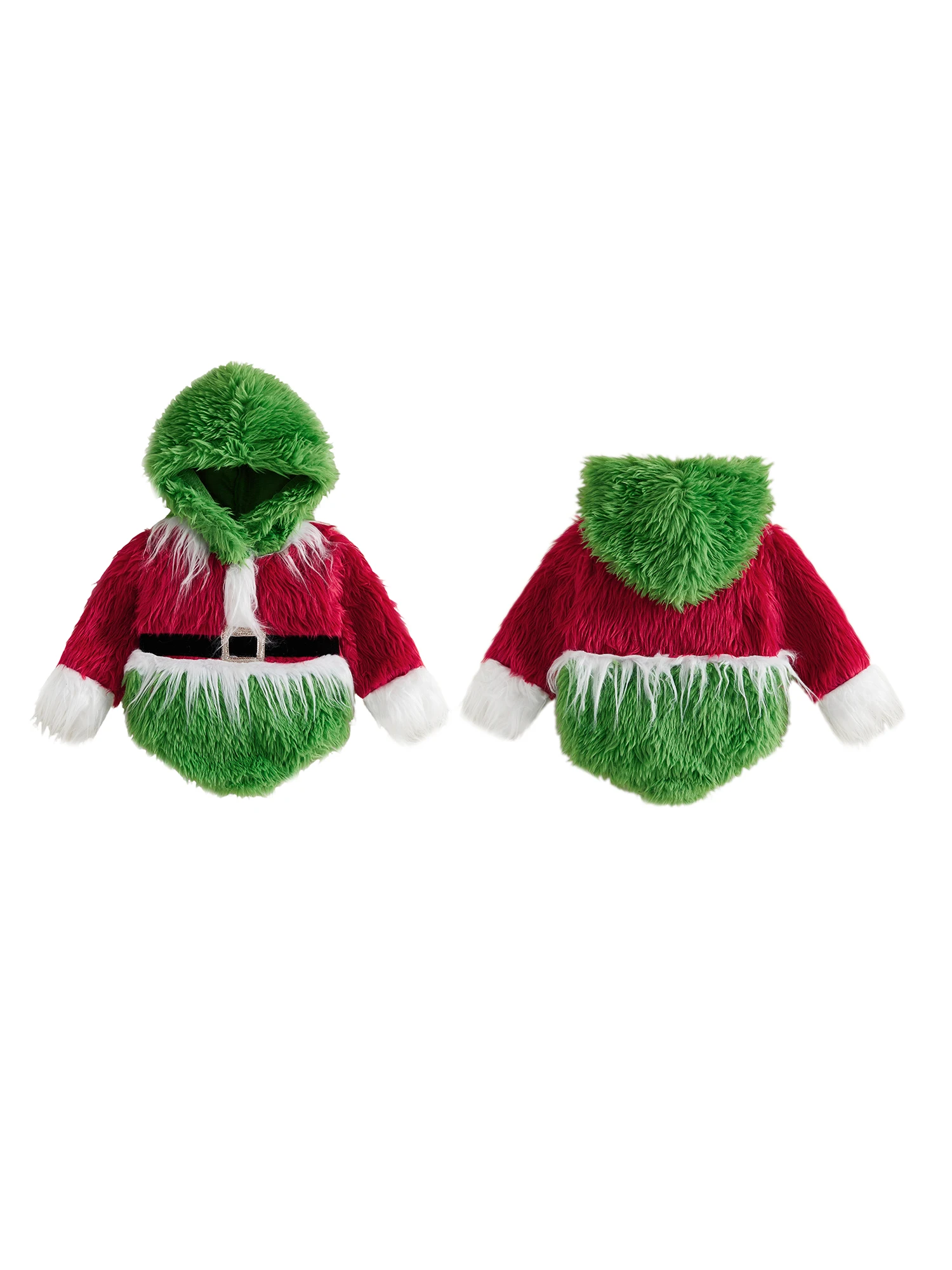 Baby Contrast Color Contrast Romper Hooded Girl Christmas Sleeve Romper Long Baby Contrast Color Baby Girl Christmas
