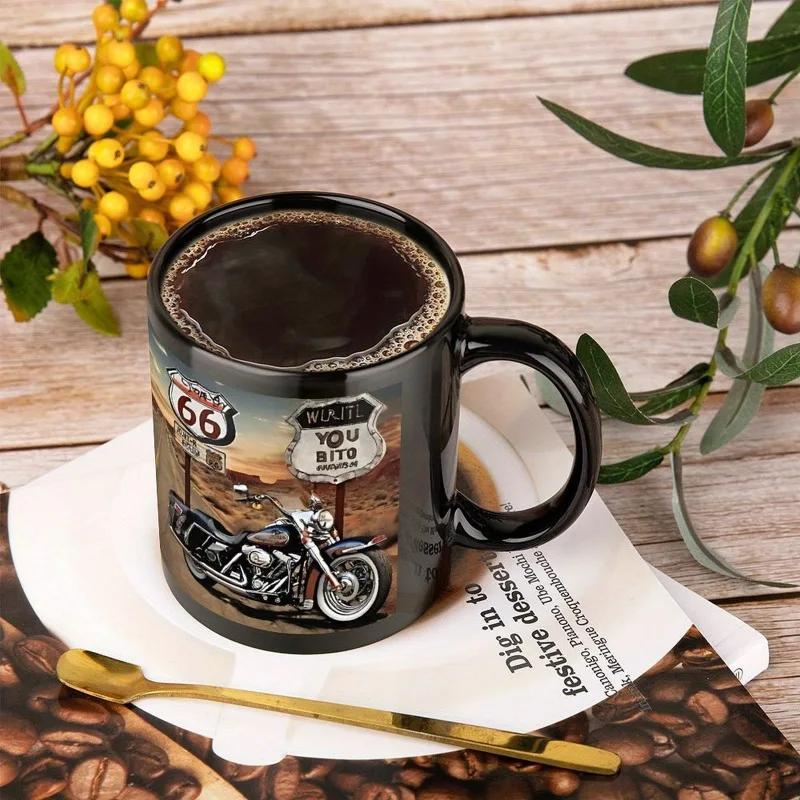 Black Creative Motorcycle Water Cup Large Capacity Coffee Cup Light Luxury High-end Cup with Handle