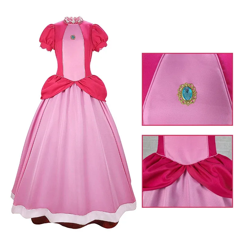 Juego princesa Peach Cosplay disfraces vestido rosa uniforme Halloween carnaval traje para mujeres niñas