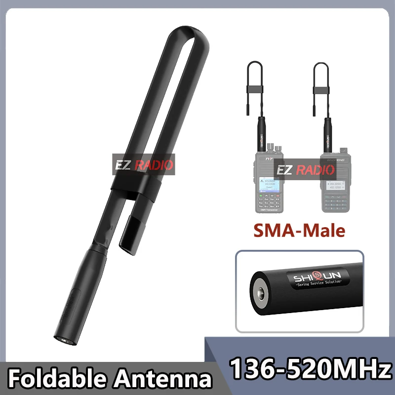 Foldable High‑Gain Tactical Antenna Dual‑Band VHF UHF 136-520MHz For Outdoor Hunting Walkie Talkie SMA-Male For TYT MD-380 MD390