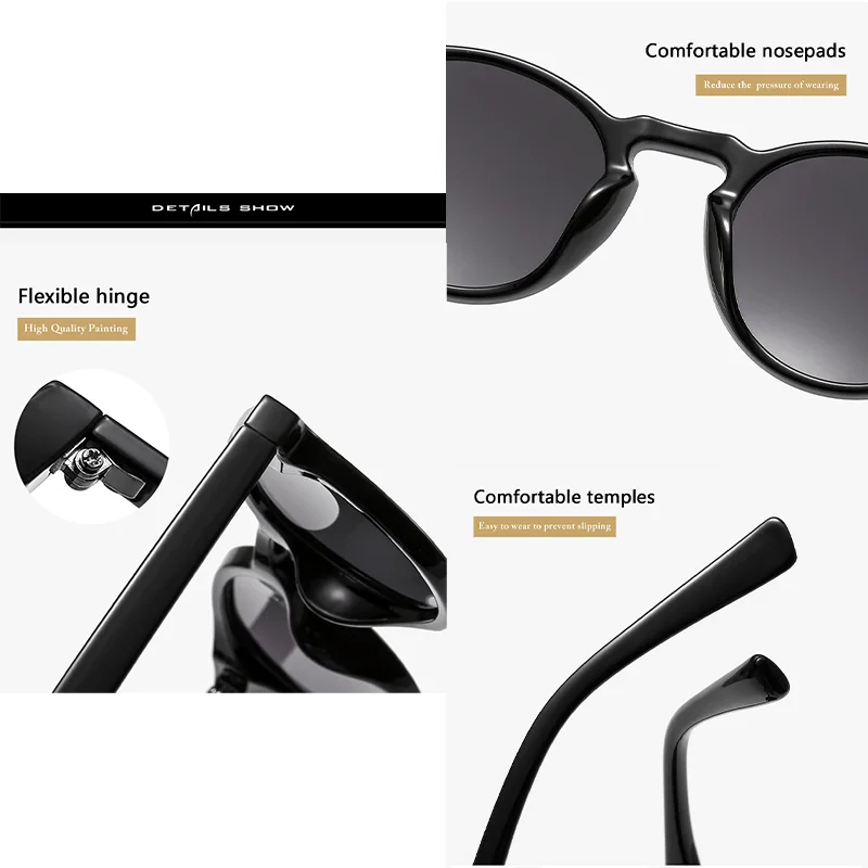 Trendy Round Sunglasses Women Men Luxury Brand Small Vintage Ladies Sun Glasses Yellow Black Driving Shades UV400 Eyewear