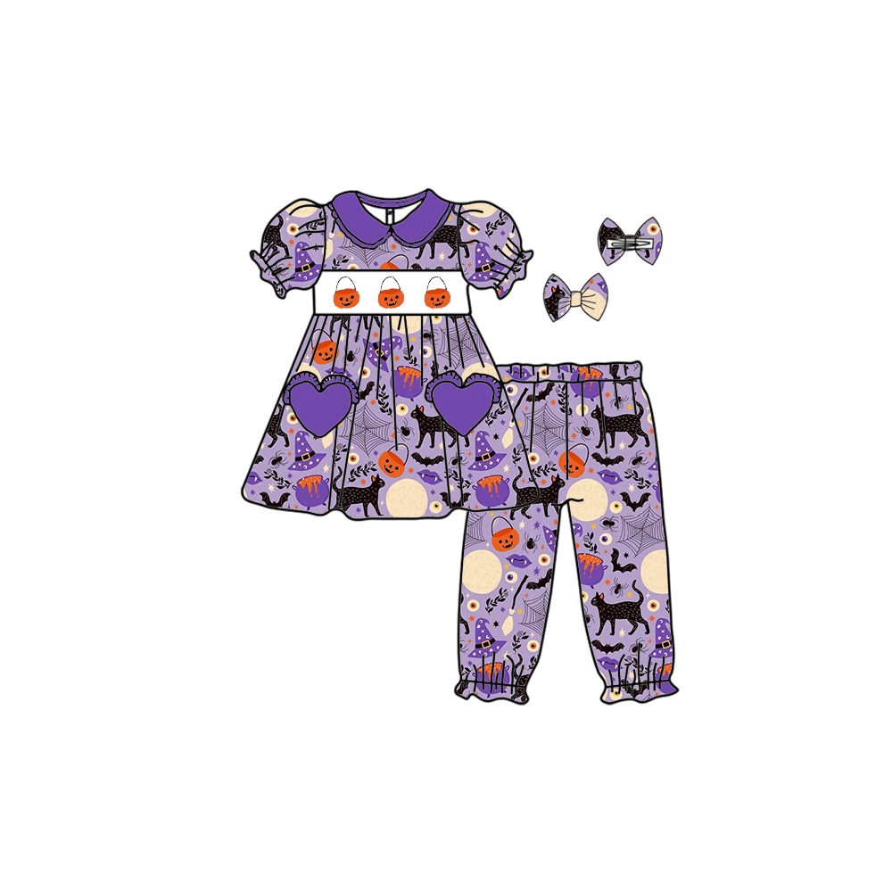 

Бутик детский пижамный комплект, костюм на Хэллоуин, одинаковая осенне-зимняя одежда с тыквой и сестрочкой