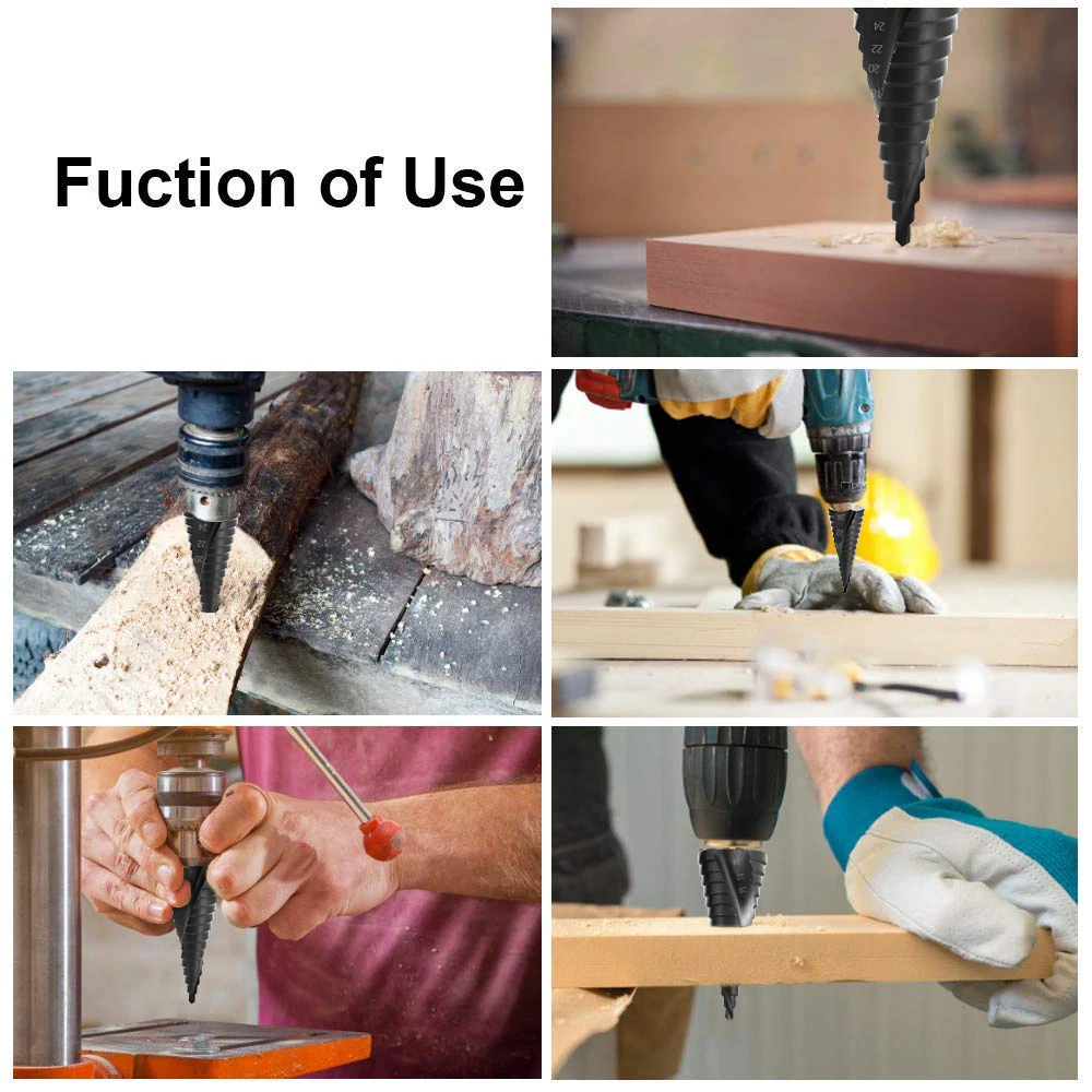 3 개/대 HSS 스트레이트 그루브 스텝 드릴 비트 티타늄 코팅 목재 금속 구멍 커터 코어 드릴링 도구 세트 3-12mm 4-12mm 4-20mm