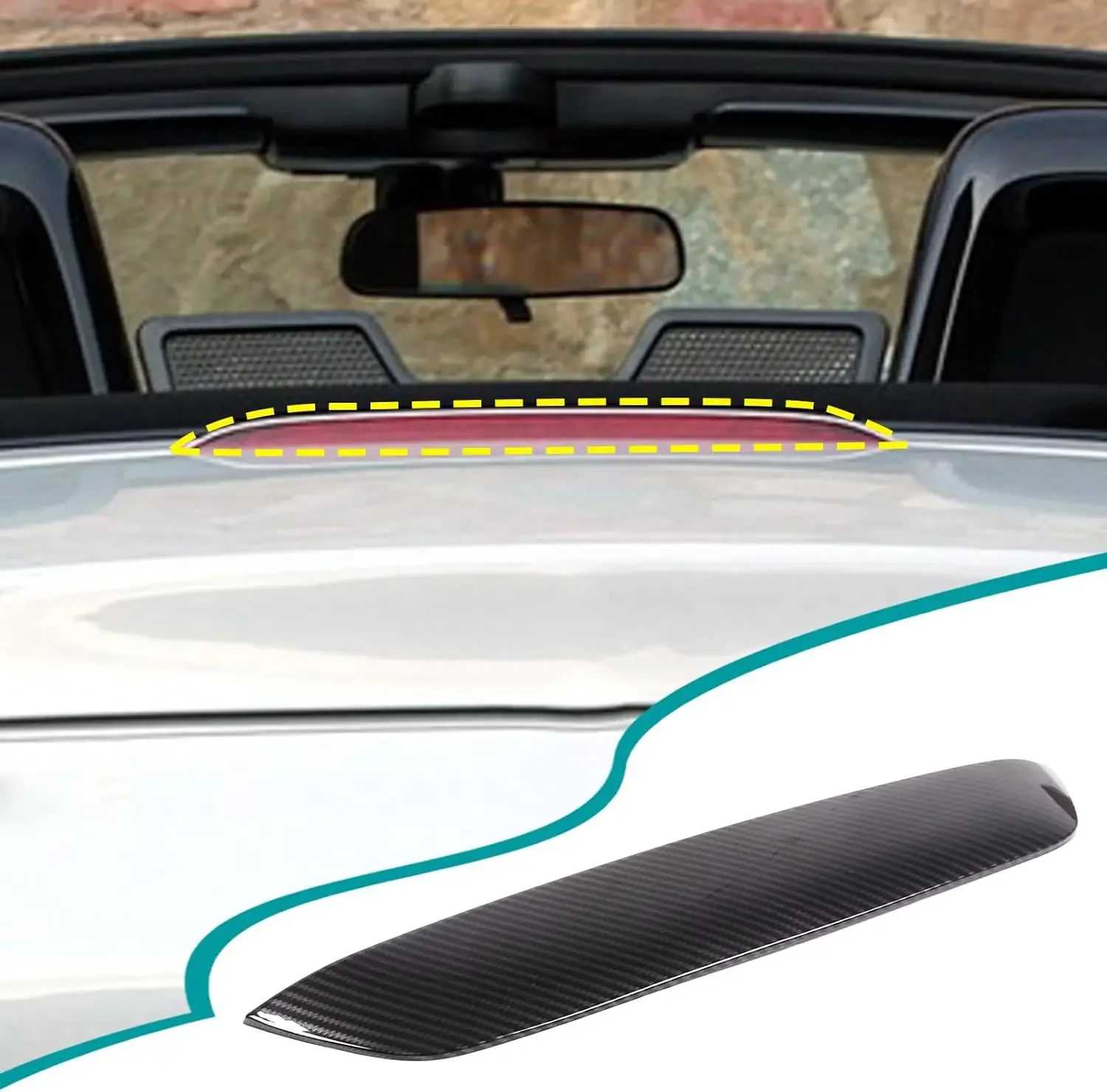 Carbon Fiber Car Tail High Brake Light Top Cover Trim AccessoriesFor Mazda MX-5 ND Roadster Soft Top Convertible 2016-2026